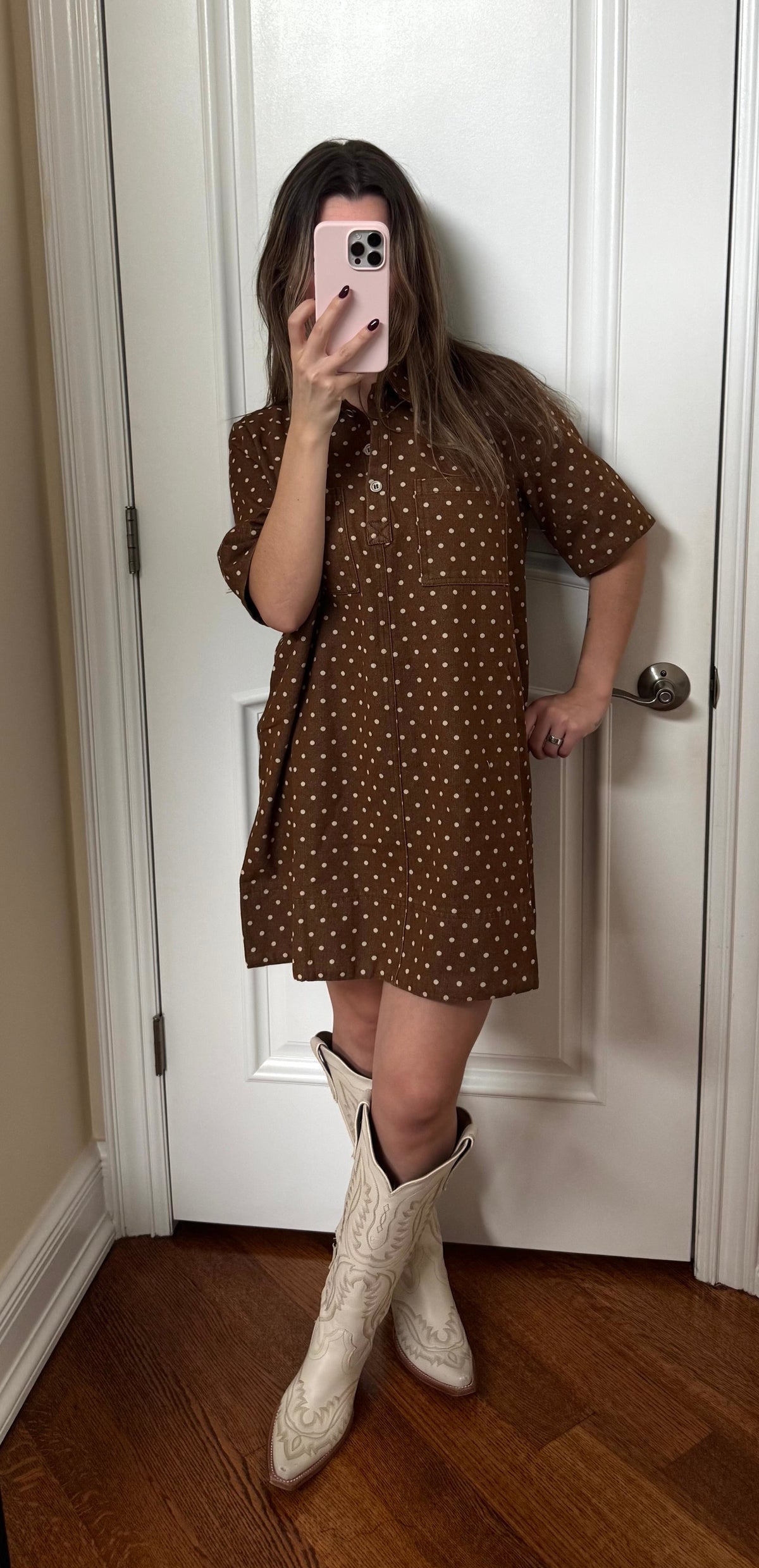 Hannah Polka Dot Denim Dress