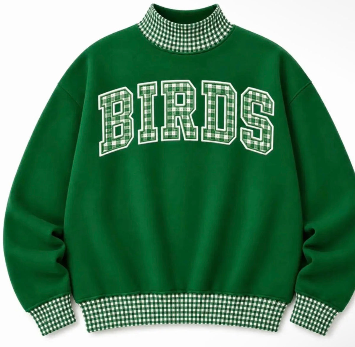 Gingham Birds Mockneck