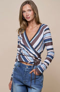 Danielle Striped Wrap Top